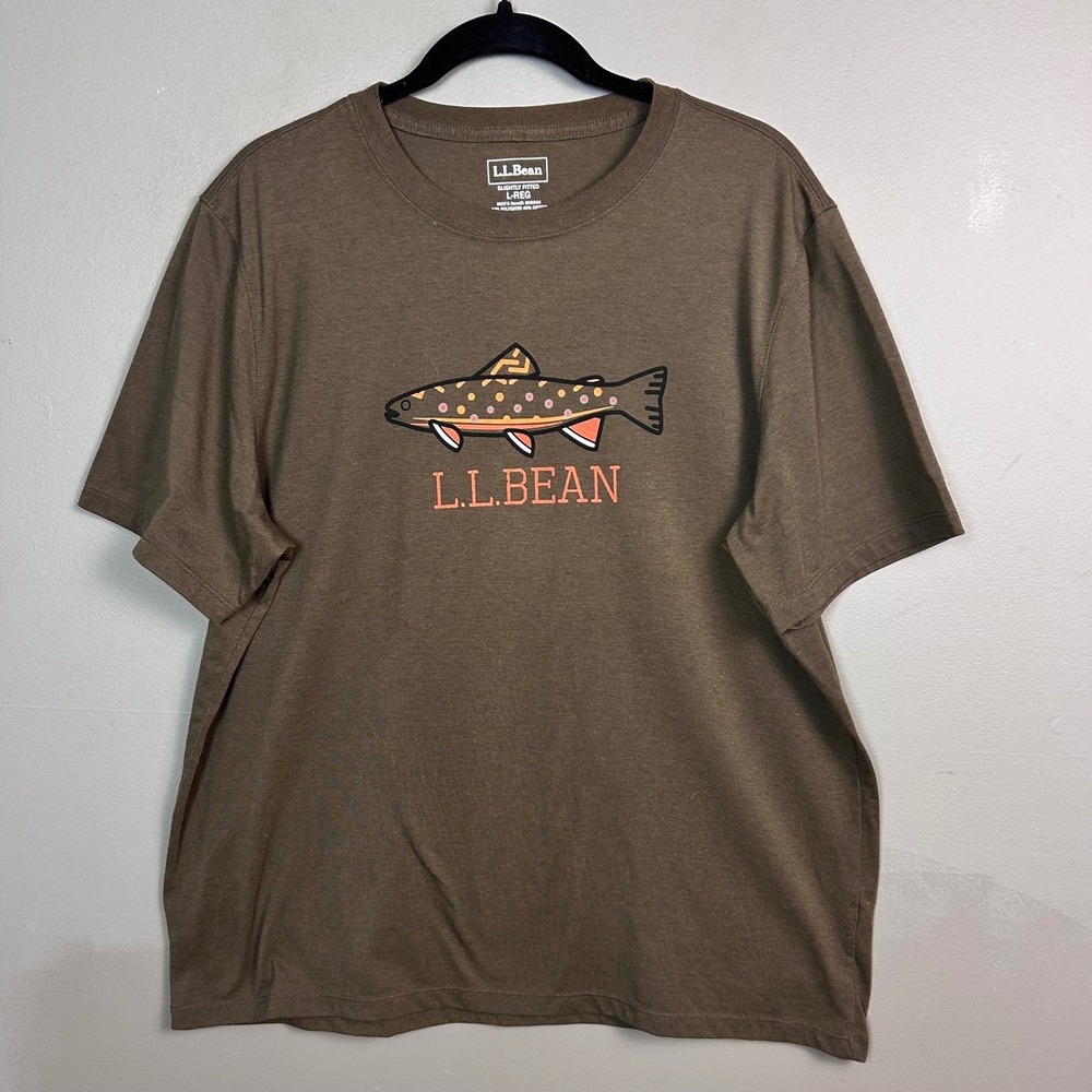 L.L. Bean T-shirt Large technical fishing fish graphic tee - Picture 2 of 4